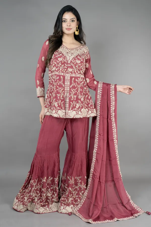 R.gold Short Paplom middle cut with Gharara